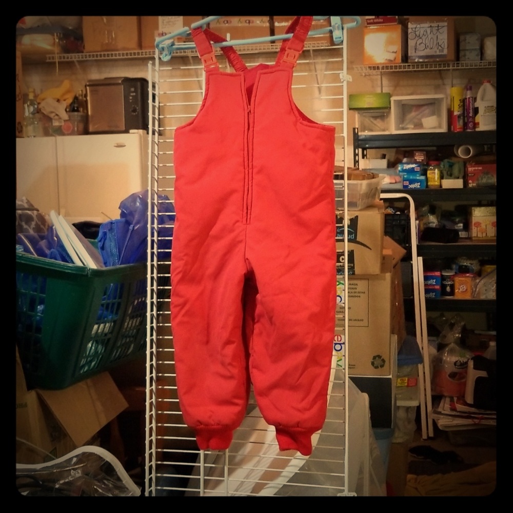 Red Snow Pants insulated and zipped.